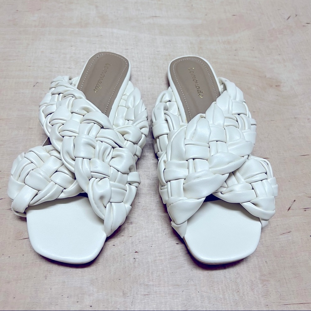 Lemonade Vista Braided Woven Slides Dirty White Size 8.5